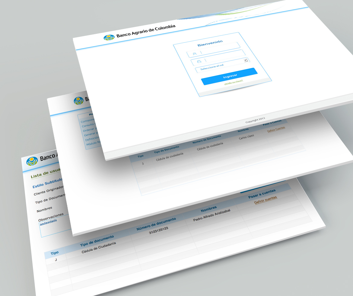 imagen aplicación web banco agrario - ejemplo 1